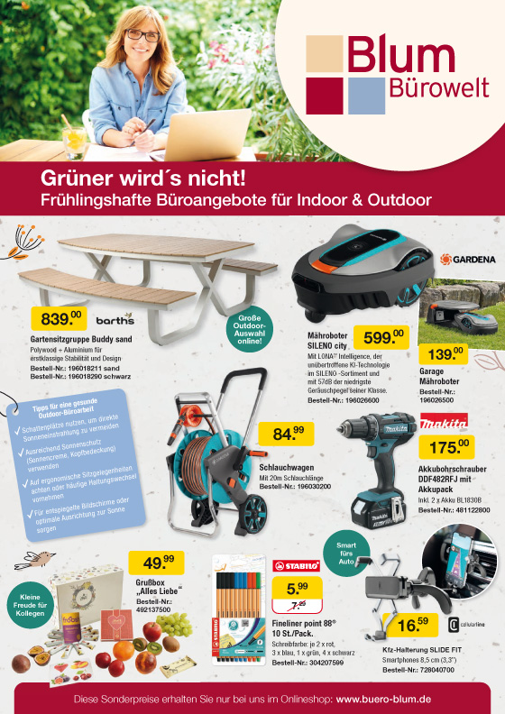 Büro Blum Tiefpreisangebote für April, Mai und Juni 2026 AktuelleTiefpreisangebote für April, Mai und Juni 2026